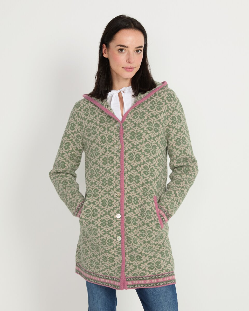 Reitmayer Long jacquard cardigan (Green)