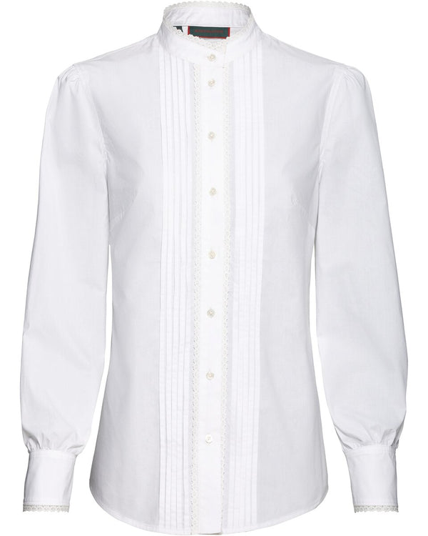 Reitmayer Stand-up collar blouse with lace (White)