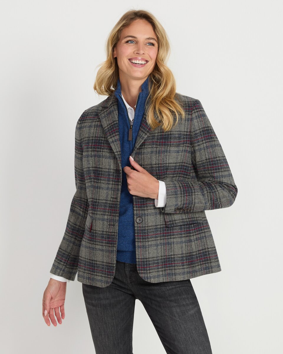 Highmoor Check blazer (Grey/Blue/Red)