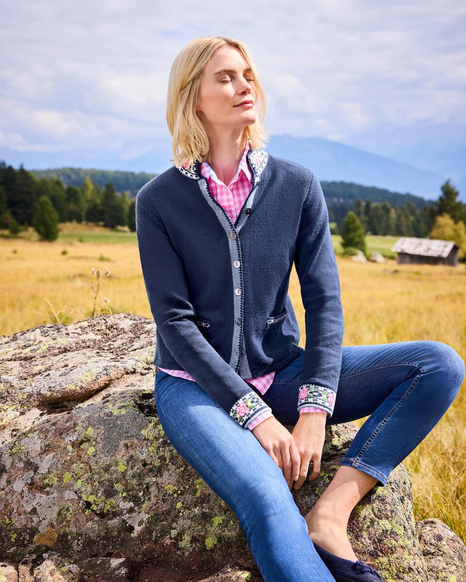 Reitmayer Cardigan with jacquard pattern (Blue)