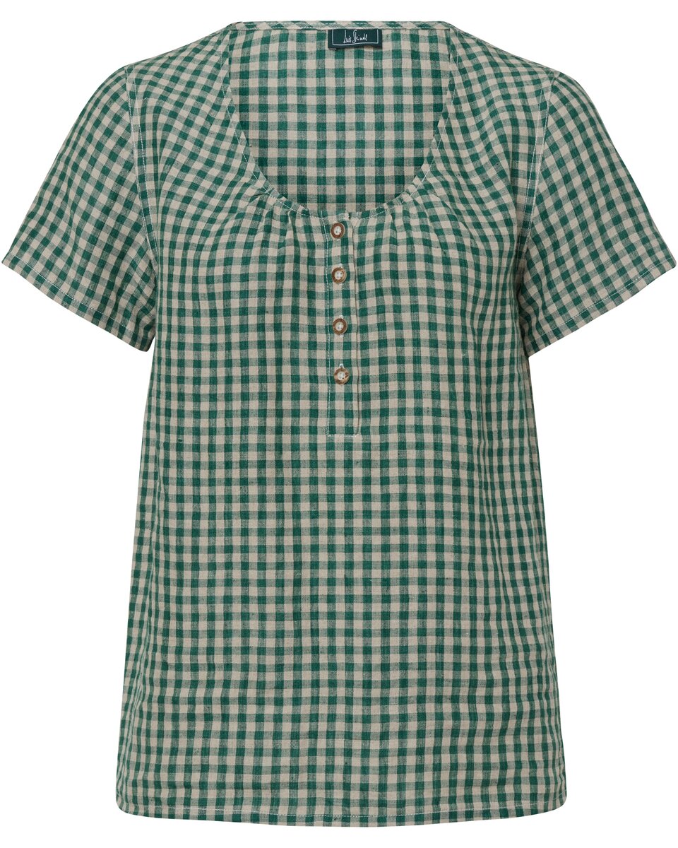 Luis Steindl Half-sleeve Vichy linen blouse (Green)