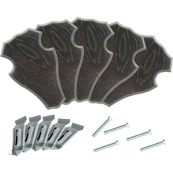EUROHUNT Set of trophy signs roebuck + mounting brackets – 5 pieces (Dark oak (stained))