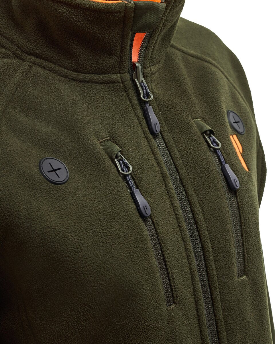 Parforce Women's reversible fleece jacket Reverse Pro (Olive/signal orange)