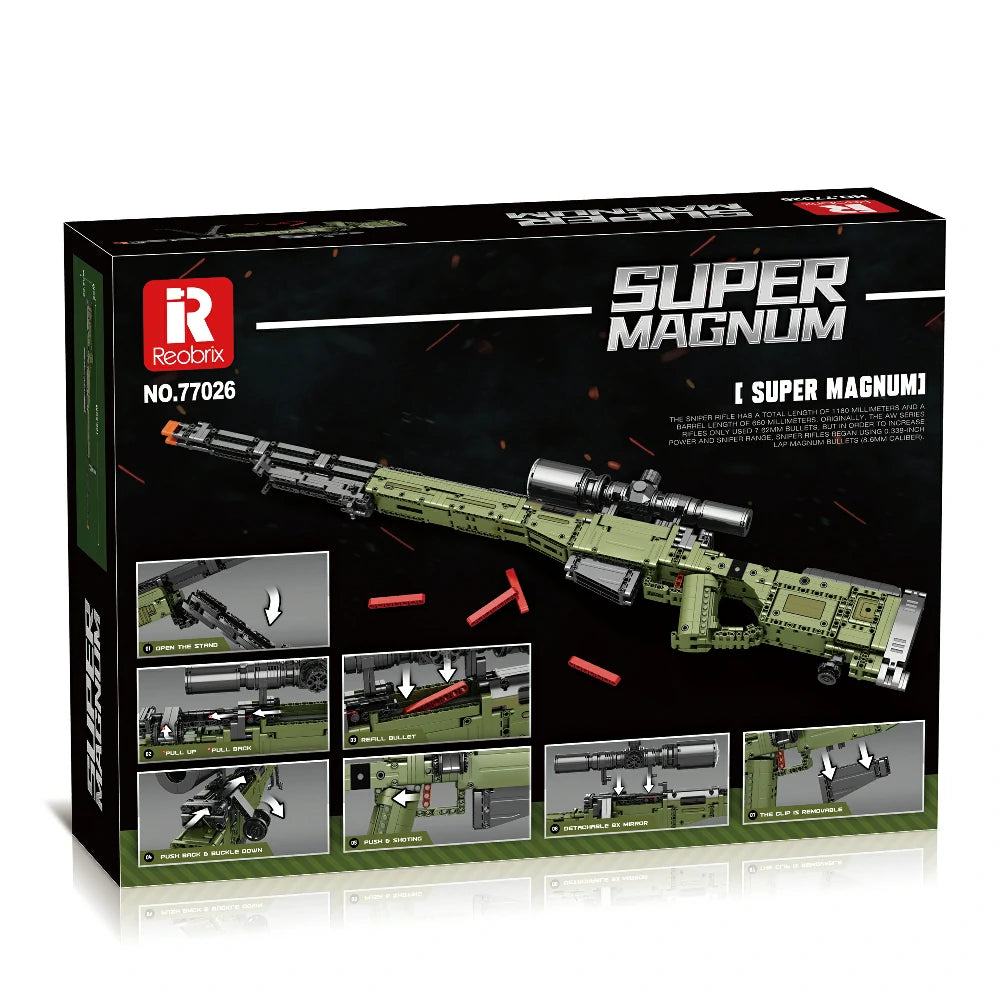 Reobrix Super Magnum AWM — Konstruktora Snaipera Šautenes Komplekts (1245 gab.)