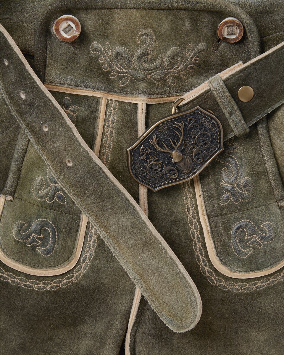 Luis Steindl Short leather pants with belt (Olive)