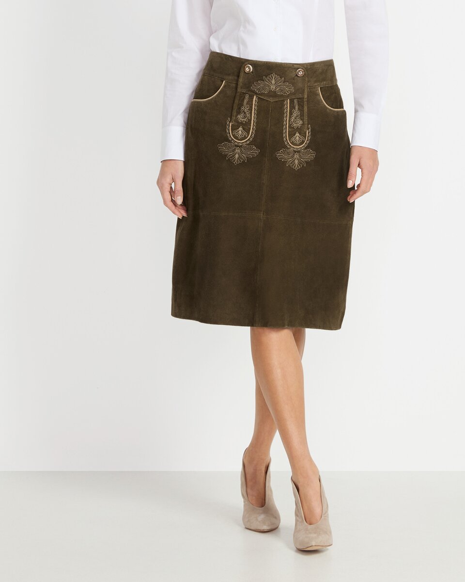Luis Steindl Flared leather traditional skirt (Brown)