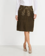 Luis Steindl Flared leather traditional skirt (Brown)