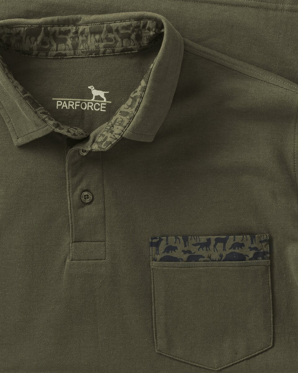 Parforce polo shirt forest animal detail (Olive/Black)
