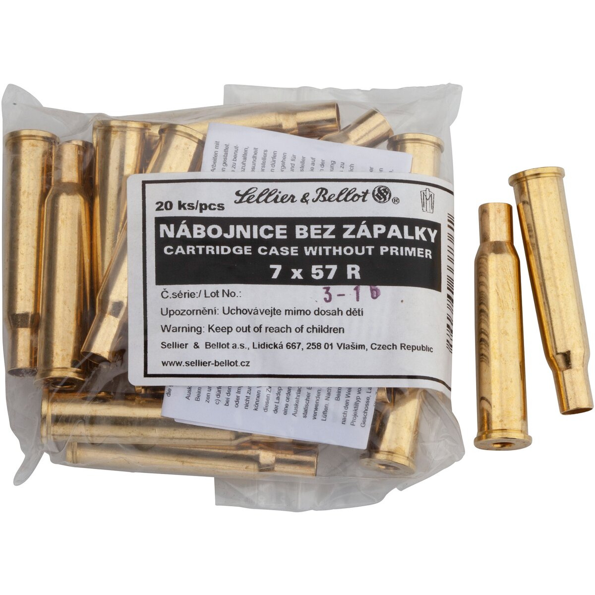 Sellier & Bellot 7x57 R, sleeves (Caliber 7x57 R) — Pack of 20 pcs