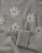 Luis Steindl Stand-up collar sweater with edelweiss embroidery (Gray melange)