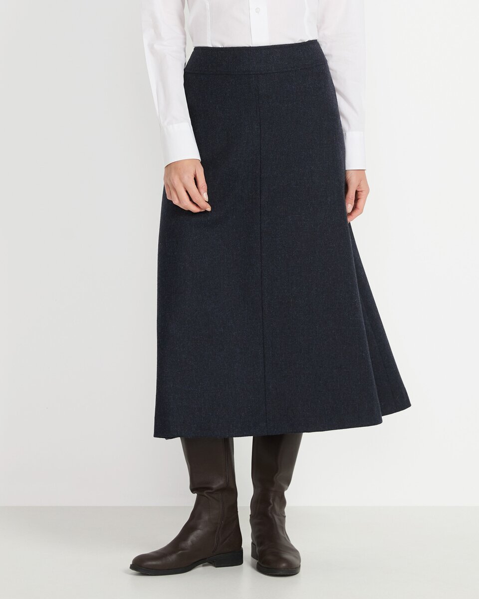 Highmoor Flared tweed skirt (Marine)