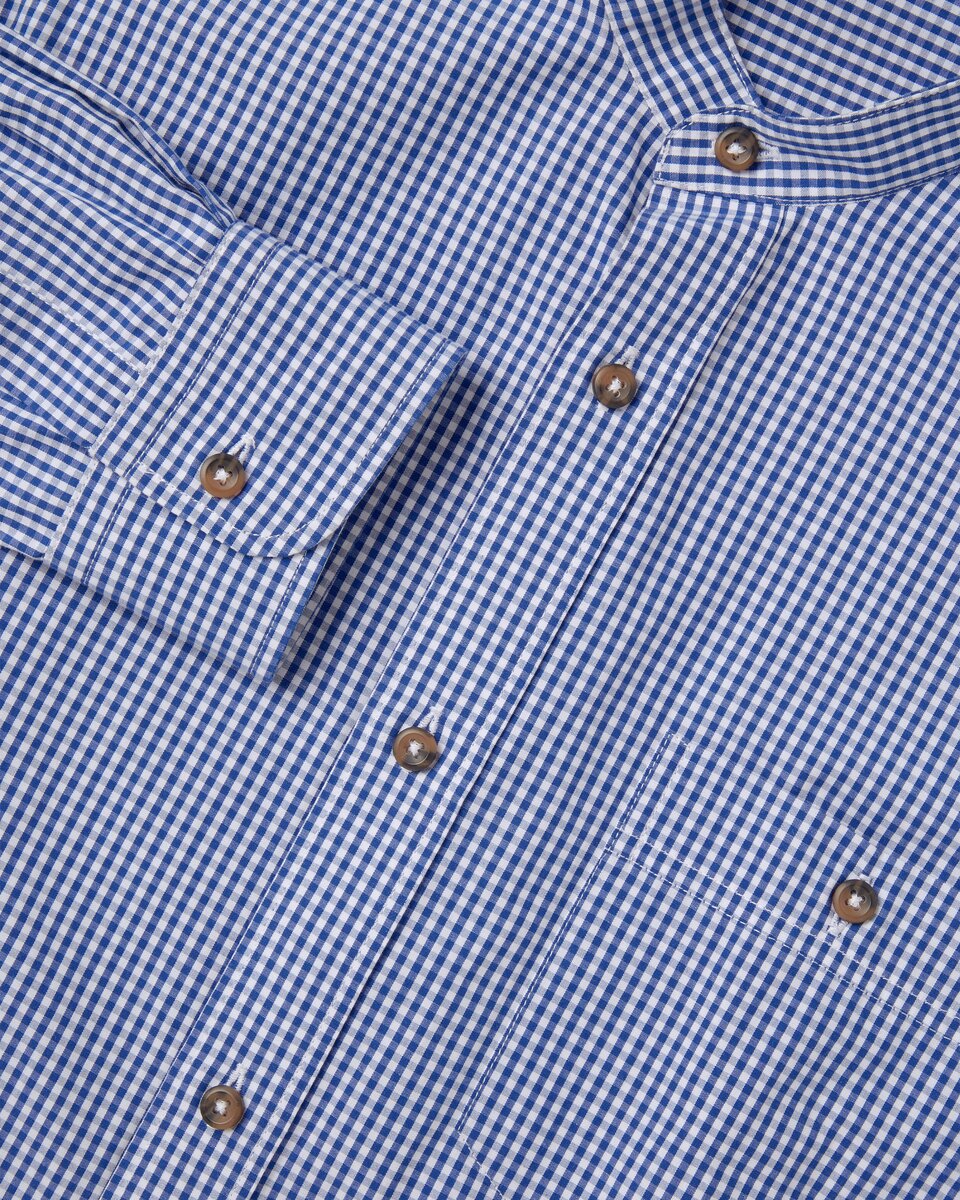 Reitmayer Stand-up collar shirt mini Vichy check (Blue)