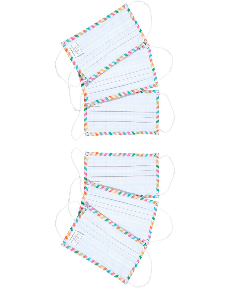 Luis Steindl Pack of 6 mouth and nose masks with checks (6x colorful)