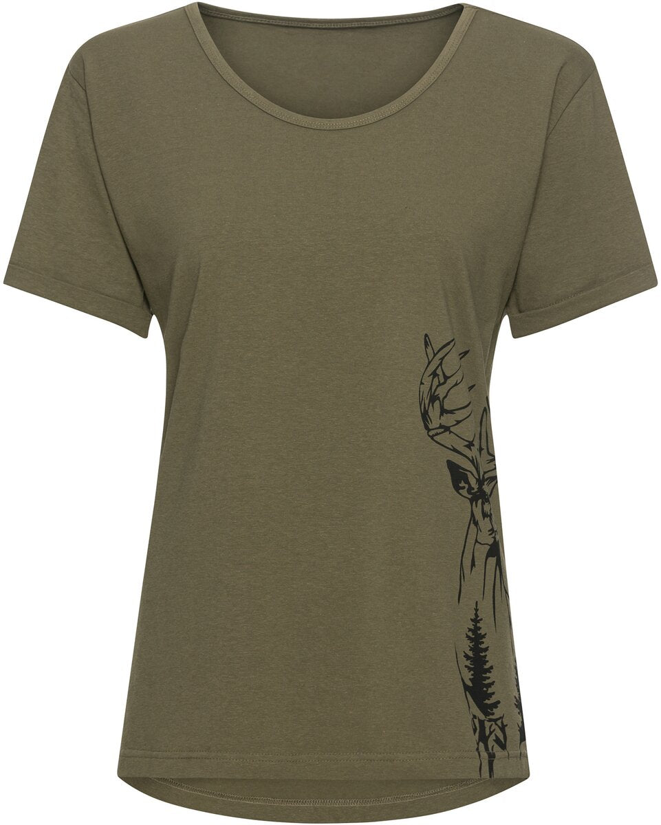 Parforce Women's T-Shirt Deer Print (Olive)