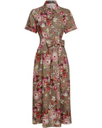 Highmoor Linen dress (Taupe/pink)