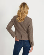 Highmoor Herringbone jacket with velvet details (Beige/Brown)