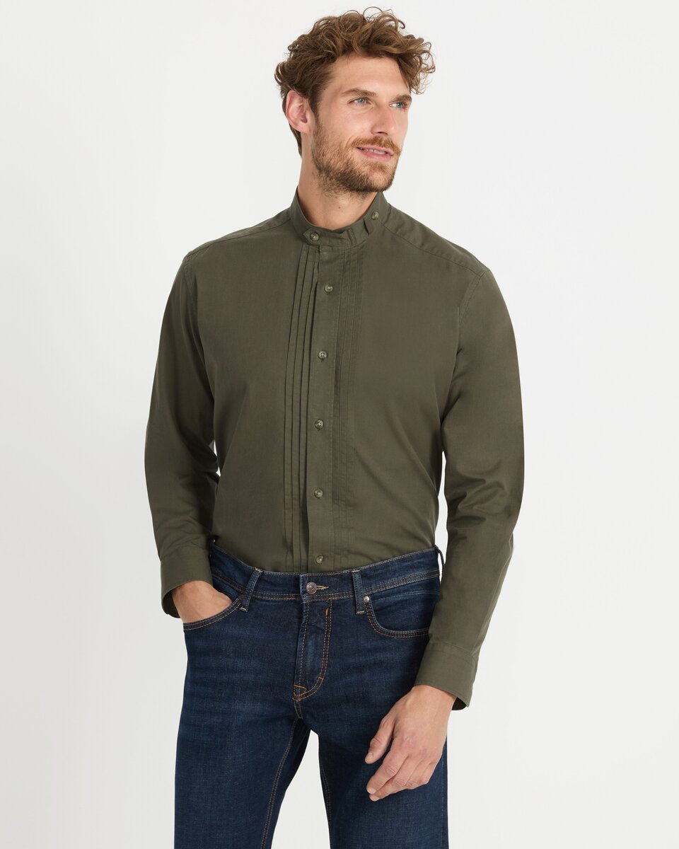 Luis Steindl Traditional shirt with tucks (Olive)