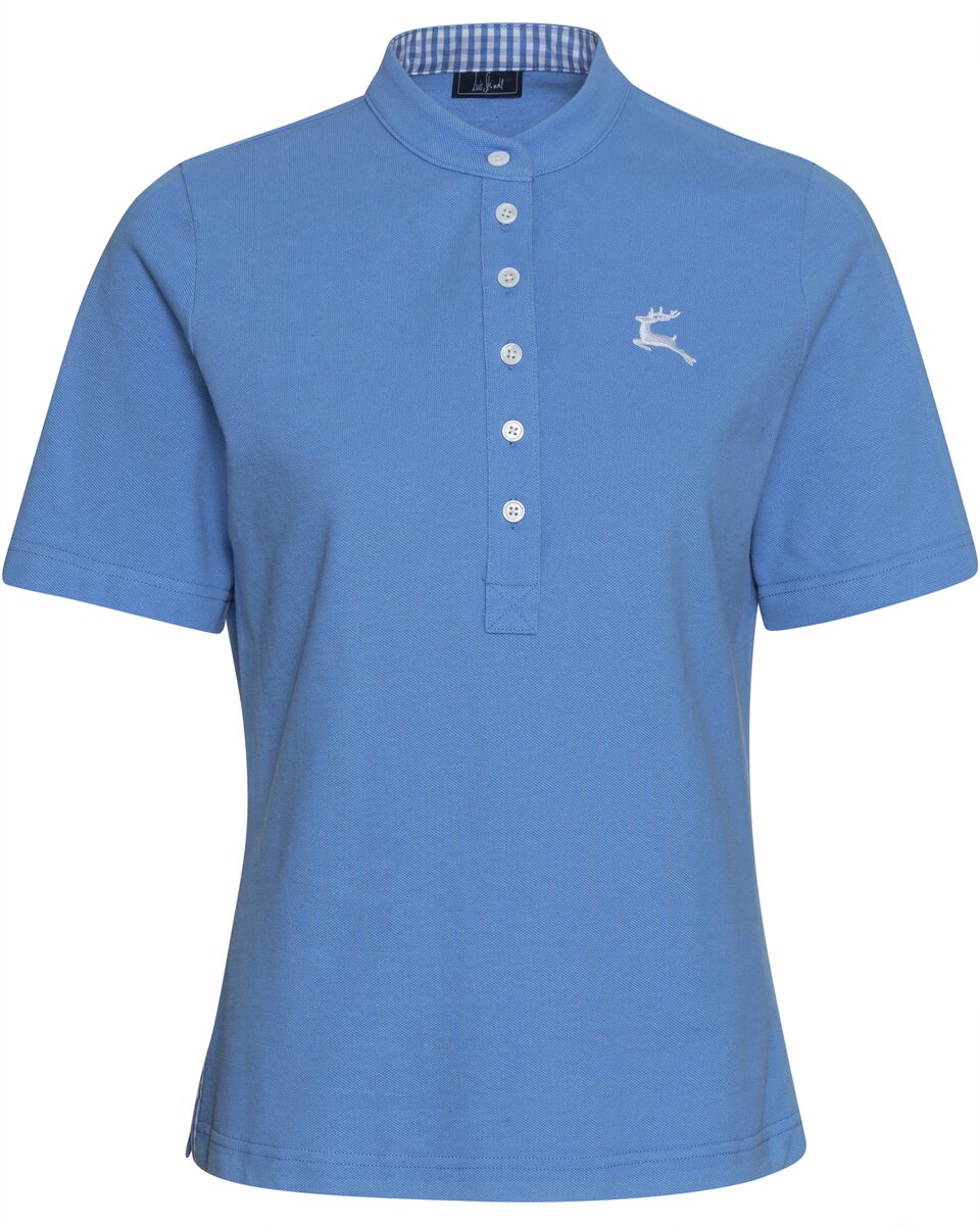 Luis Steindl Piqué shirt with gingham check details (Light Blue)