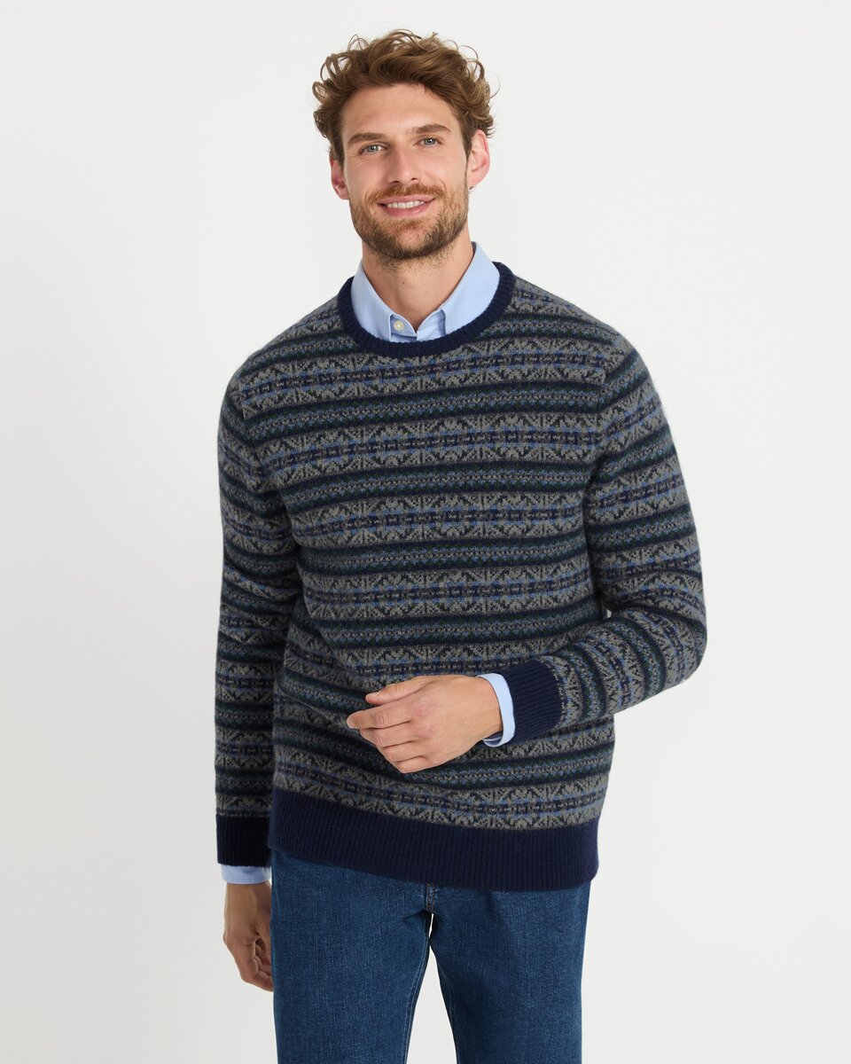 Highmoor Jacquard sweater (Navy/Green)