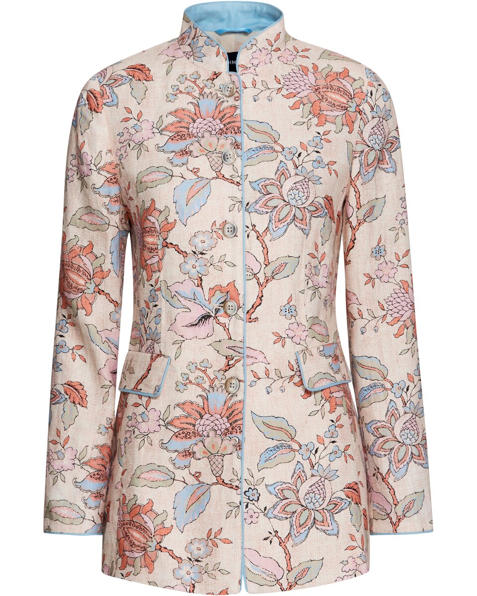 Highmoor Linen jacket with floral print (Beige/colorful)