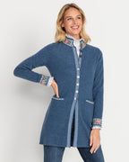 Reitmayer Long cardigan with jacquard pattern (Medium blue)