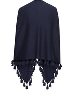 Luise Steiner Poncho with pom-poms (Marine)