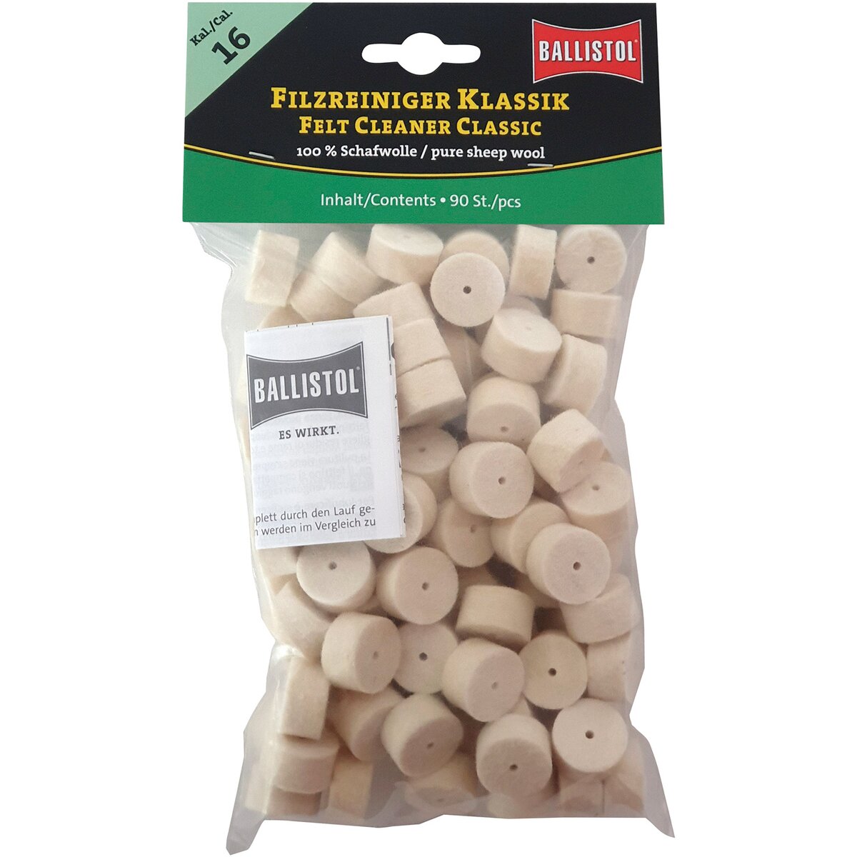 BALLISTOL Filca tīrītājs klasiskais (kal. 16, 90 gab.)