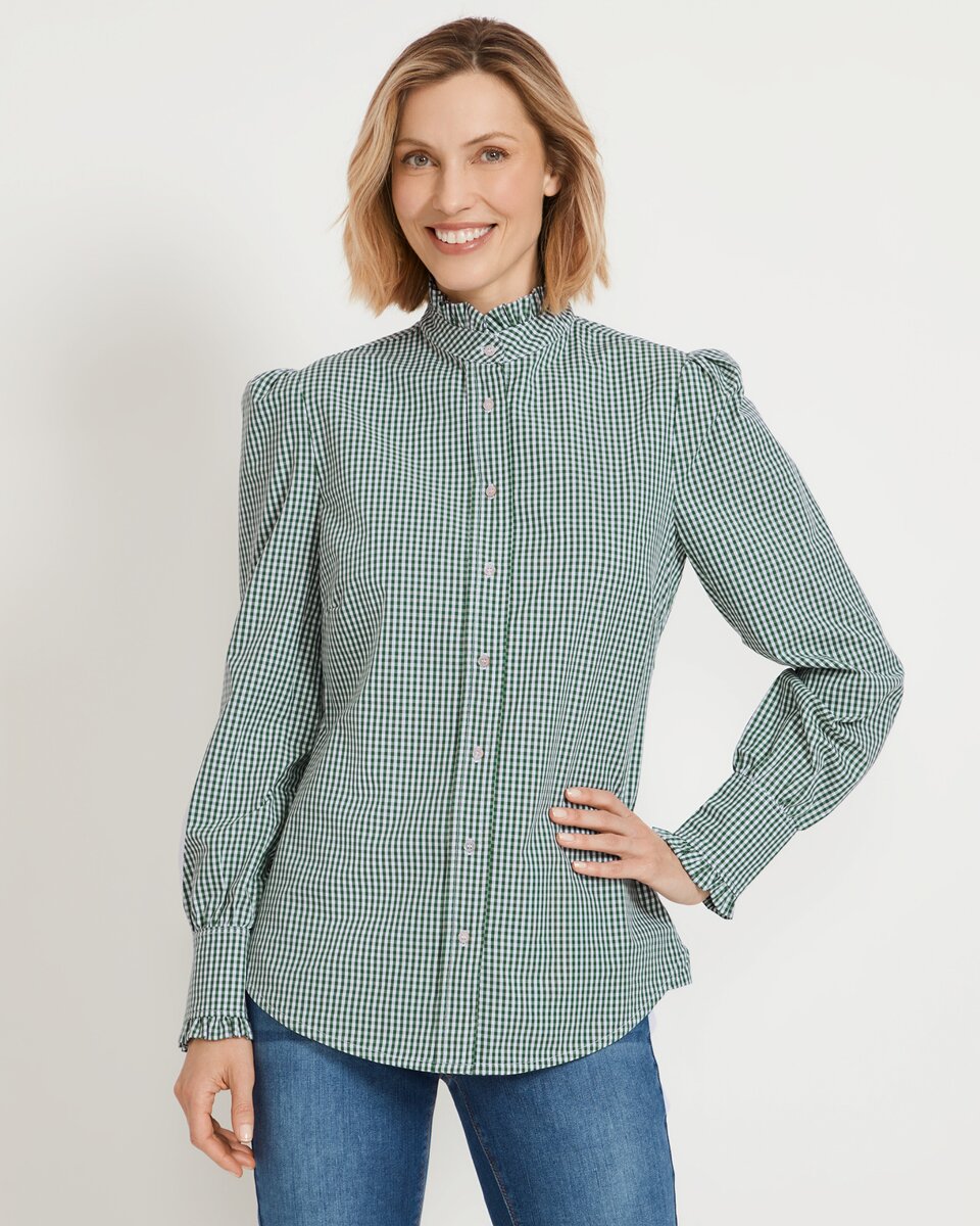 Reitmayer Vichy check blouse (Green)