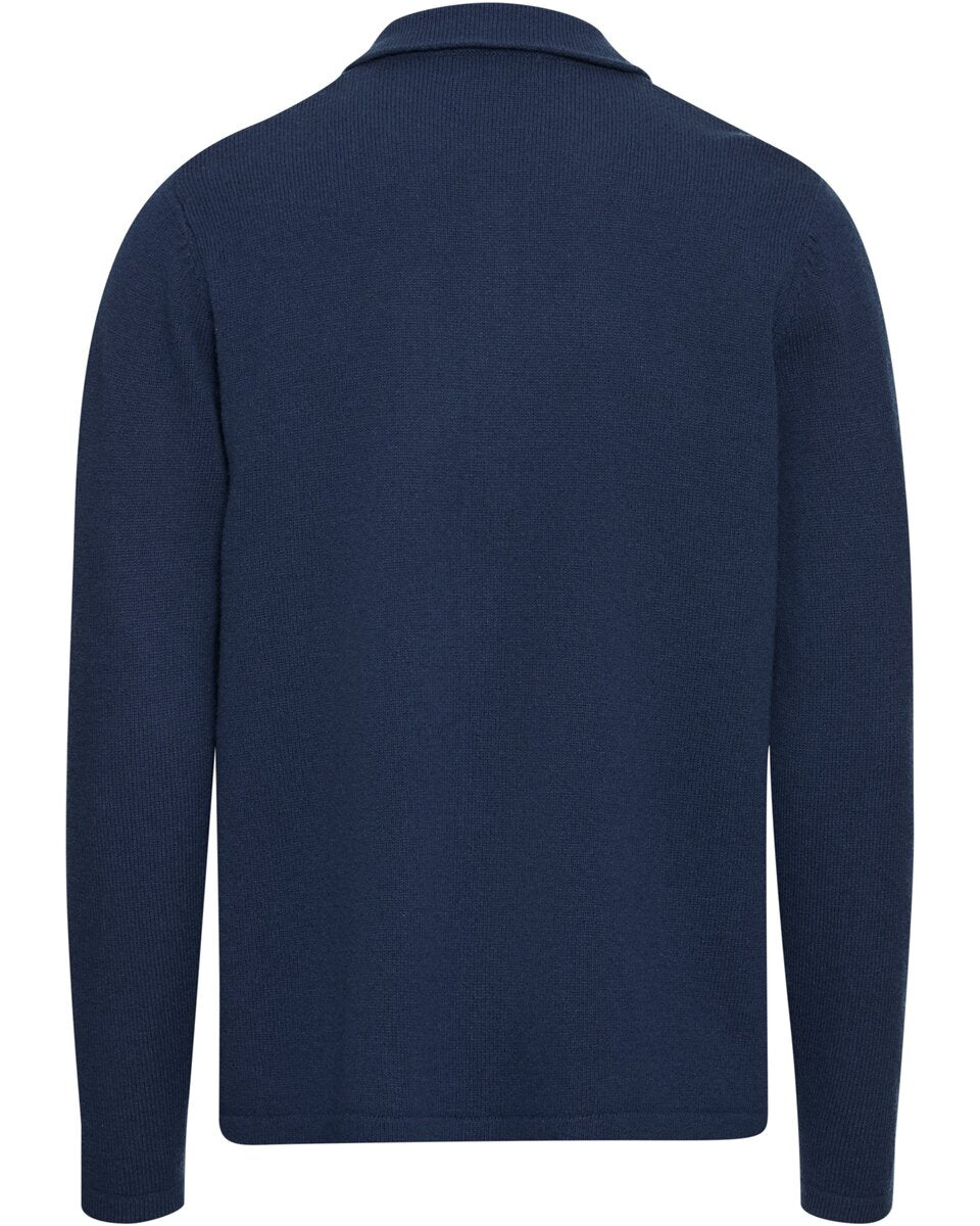 Reitmayer Cardigan with shirt collar (Blue)