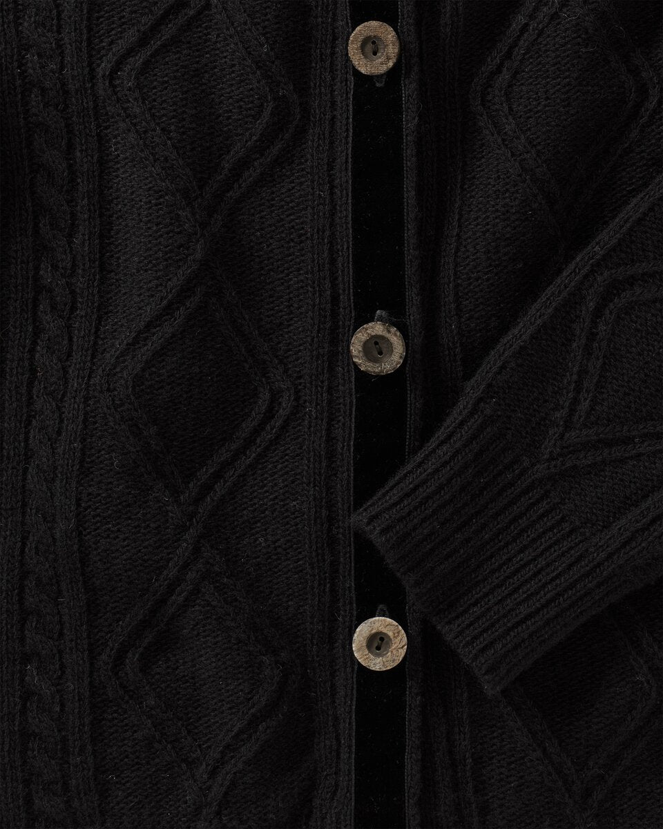 Reitmayer Cardigan with velvet ribbon (Black)