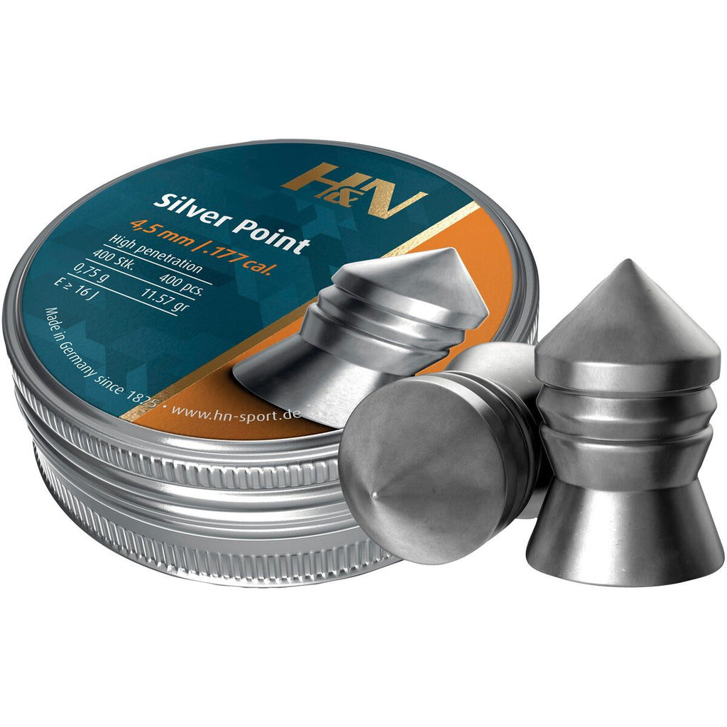 Haendler & Natermann 4.5mm Diabolo Silver Point 0.75g (Caliber 4,50) — Pack of 400 pcs