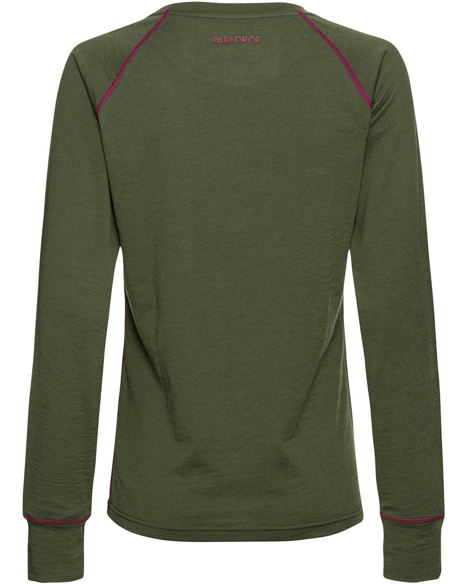 Parforce Women's base layer long sleeve merino mix (Olive)