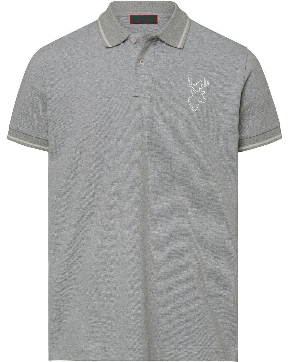 Reitmayer Piqué polo shirt with deer (Gray melange)