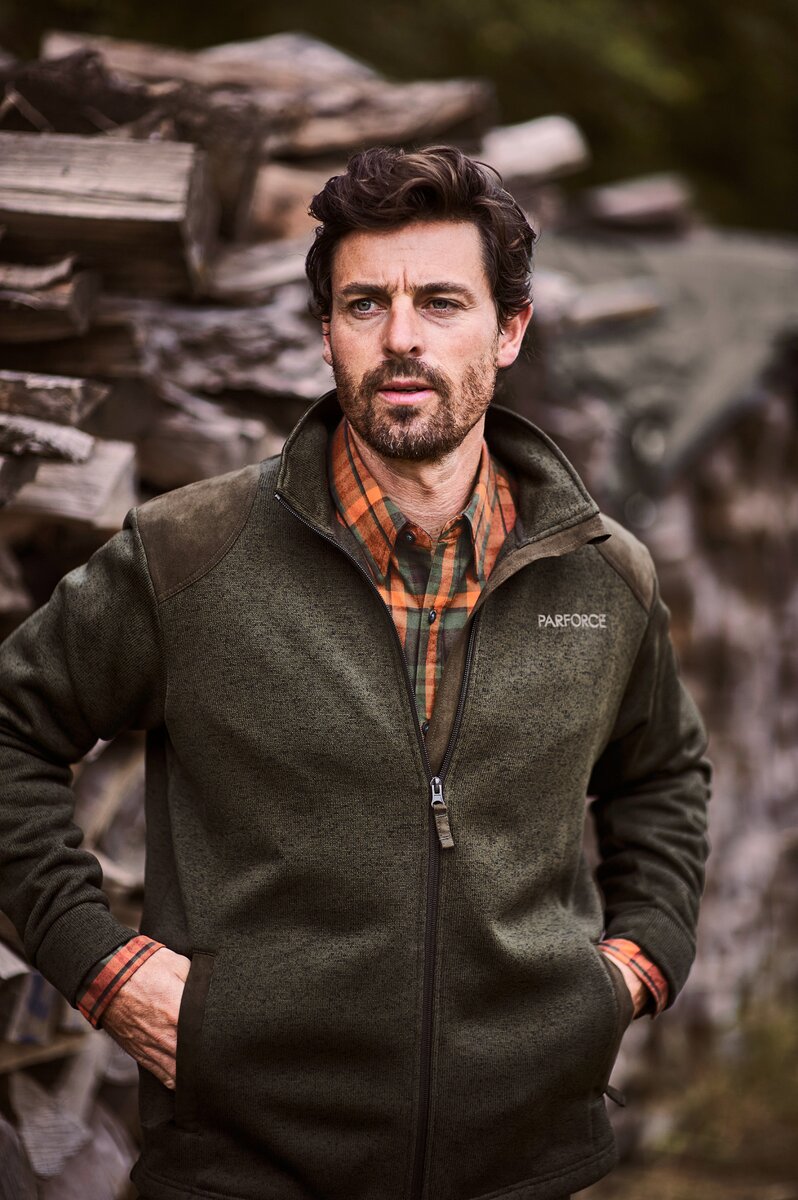 Parforce Eifel knitted hunting fleece jacket (Mottled olive)