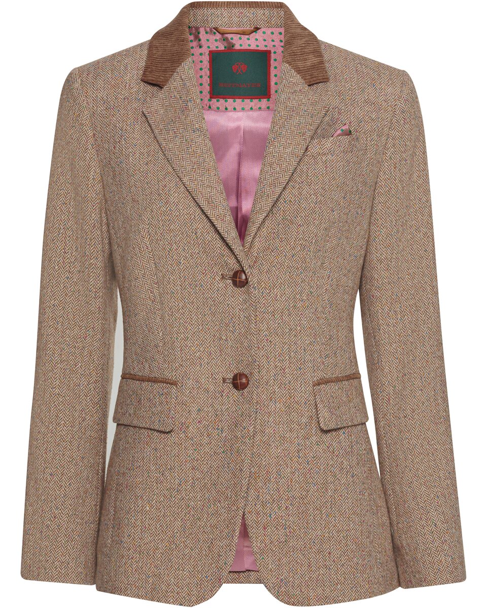 Reitmayer Herringbone blazer with corduroy collar (Brown beige)