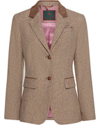 Reitmayer Herringbone blazer with corduroy collar (Brown beige)
