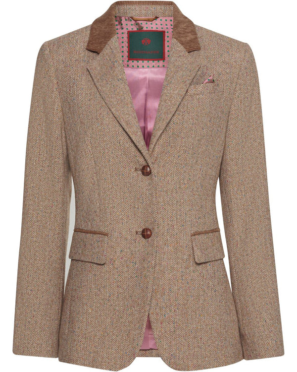 Reitmayer Herringbone blazer with corduroy collar (Brown beige)