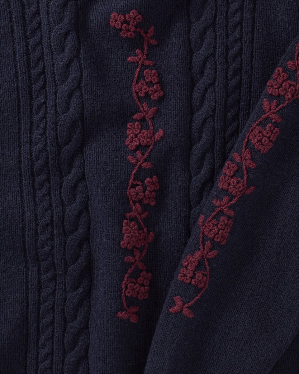 Reitmayer Sweater with floral embroidery (Dark blue)