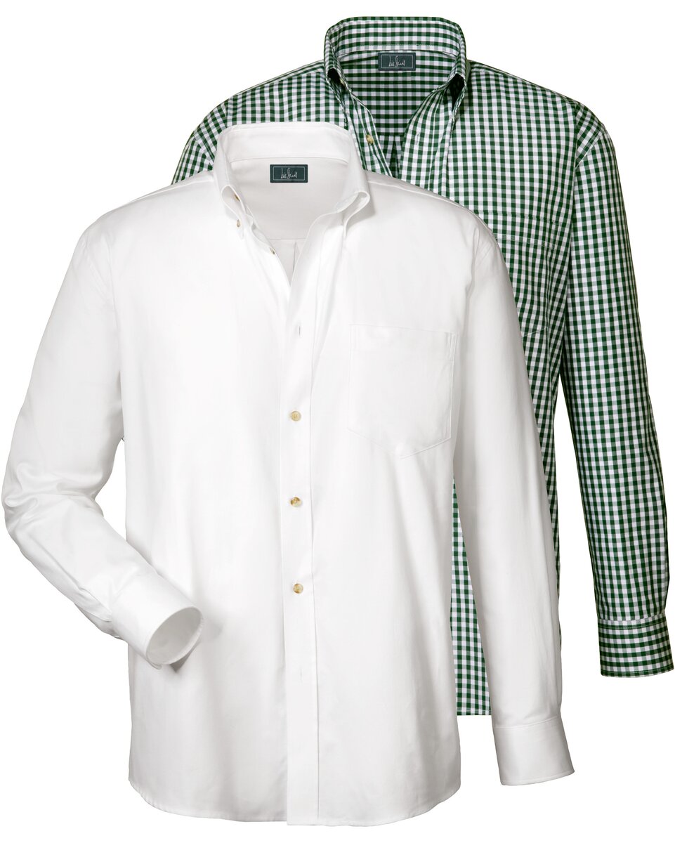 Luis Steindl Traditional shirt, pack of 2 (Green/white.)