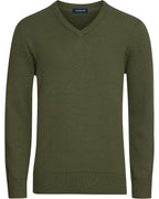 Highmoor Set: V-neck sweater & checked shirt (Green)