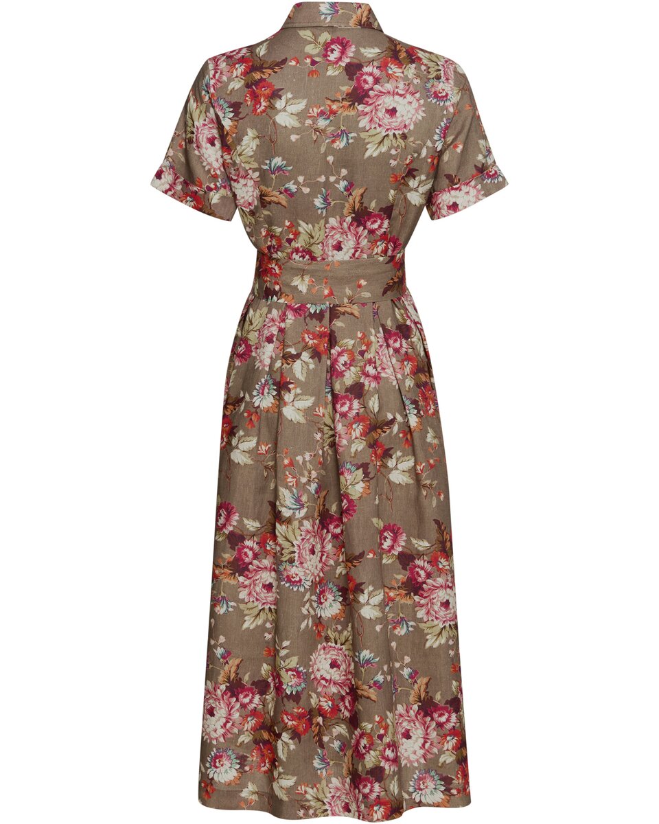 Highmoor Linen dress (Taupe/pink)