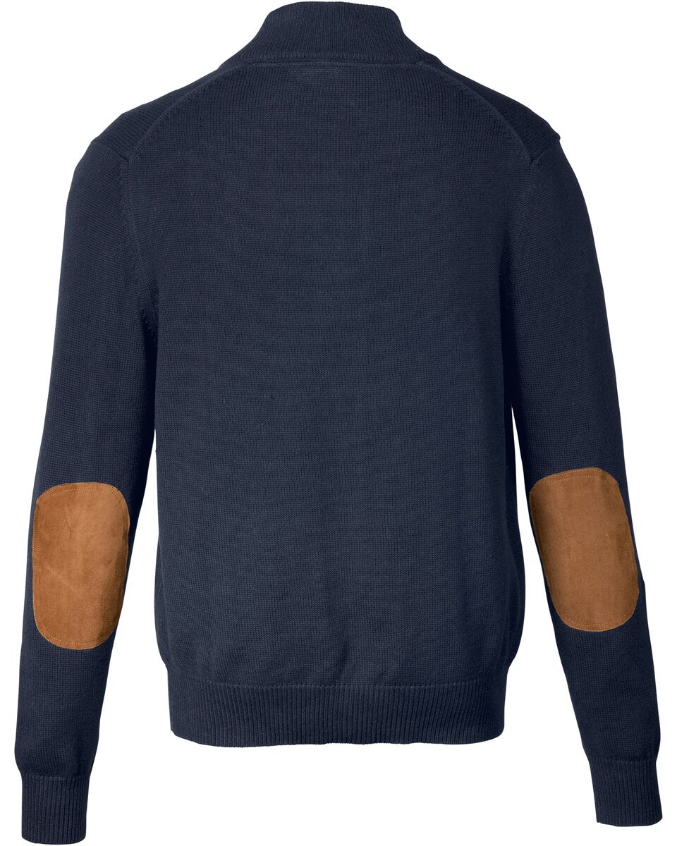 Highmoor Cardigan with leather details (Marine)