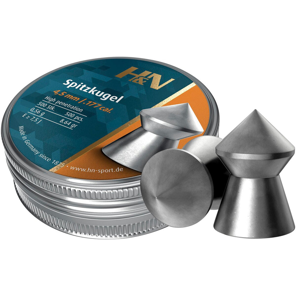 Haendler & Natermann 4.5mm diabolo pointed ball 0.56g (Caliber 4.50) — Pack of 500 pcs