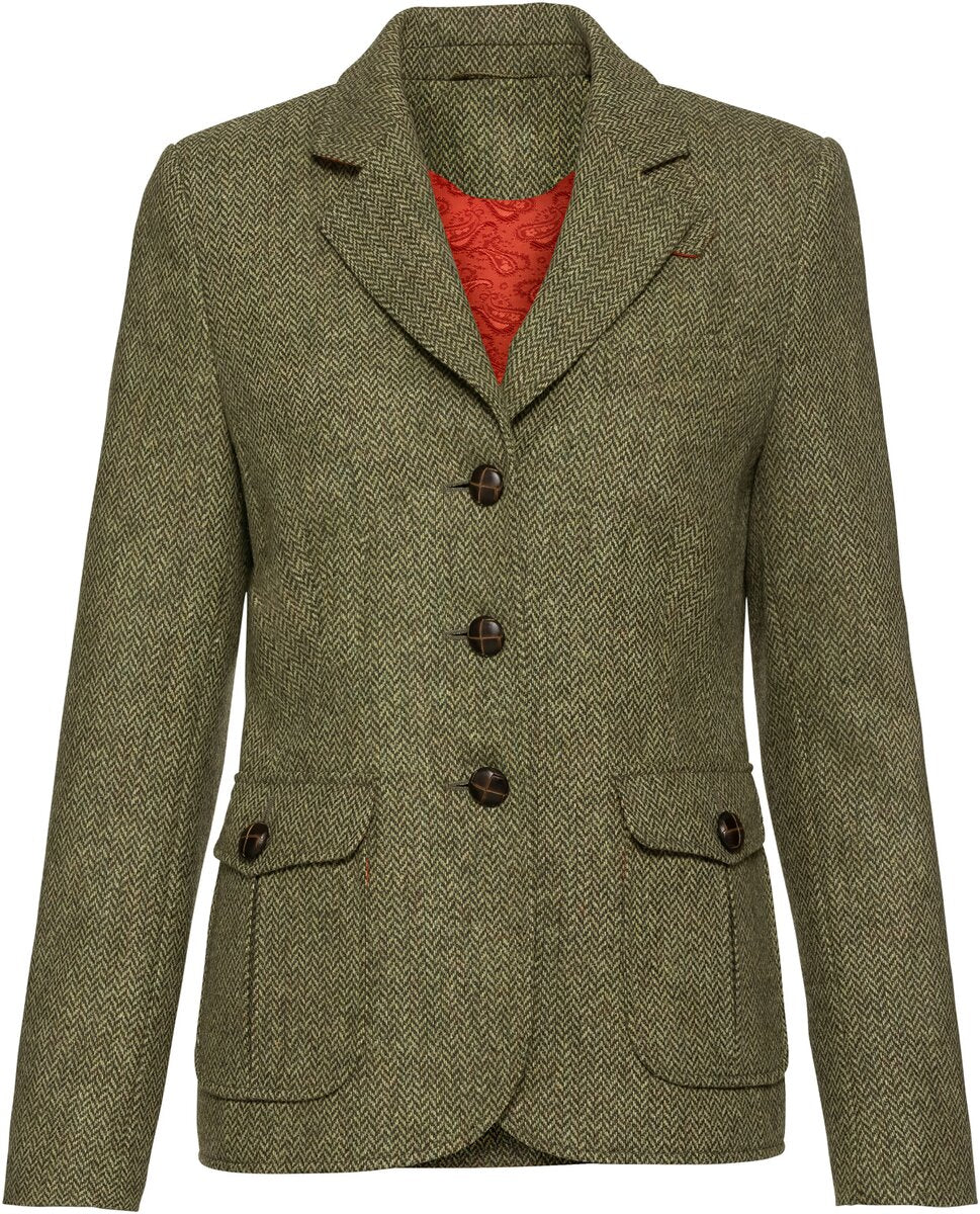 Highmoor Herringbone tweed blazer (Green/Orange)