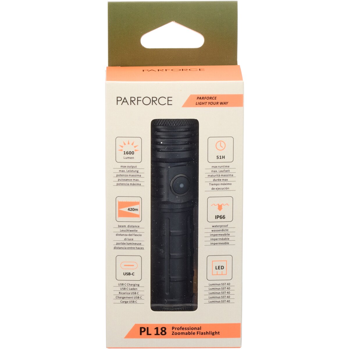 Parforce Flashlight PL 18 1600lm