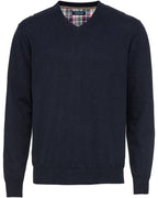 Highmoor Set: V-neck sweater & checked shirt (Marine)