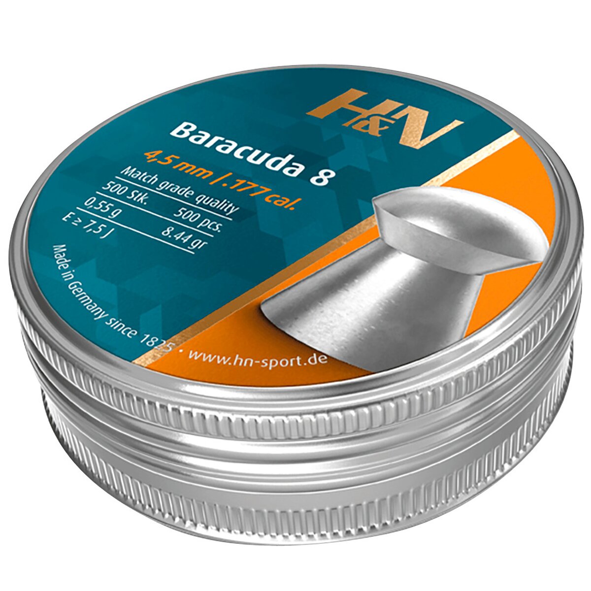Haendler & Natermann 4.51mm Diabolo Baracuda 8 0.55g (Kaliber 4,50) — Pack of 500 pcs