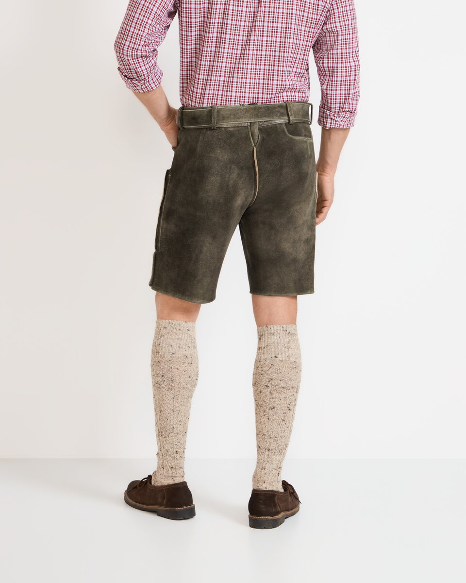 Luis Steindl Short leather pants with belt (Olive)