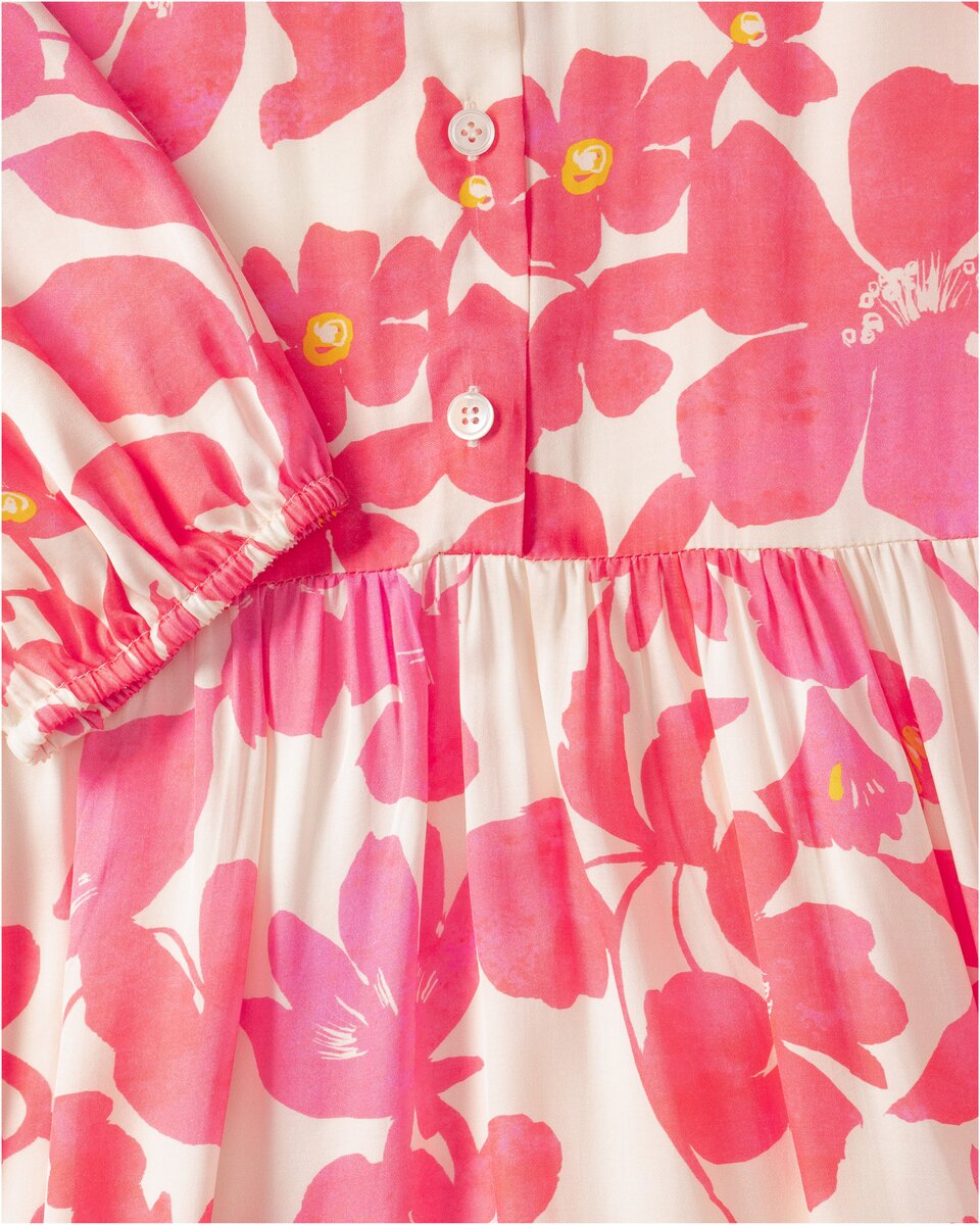 Reitmayer Floral dress with stand-up collar (White/Pink)
