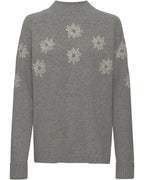 Luis Steindl Stand-up collar sweater with edelweiss embroidery (Gray melange)